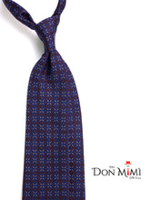 Cravatta 3 pieghe blu navy CHARI in seta stampata