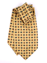 Ascot doppia punta giallo in seta inglese stampata COFFEE