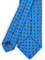 Cravatta 3 pieghe blu avion in seta stampata SAMANTHA