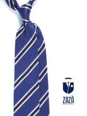 Cravatta blu 3 Pieghe MIAMI in seta jacquard