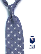 Cravatta blu 3 Pieghe DOLLY in seta e cotone