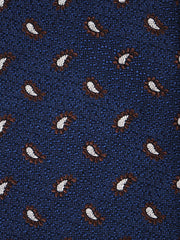 Cravatta 3 pieghe blu in seta/cotone VALENTIA