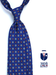 Cravatta 3 pieghe blu in seta stampata SAMANTHA