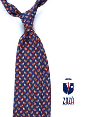 Cravatta blu 3 Pieghe BARDOT in seta stampata