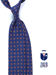 Cravatta blu 3 Pieghe VALERY in seta stampata