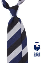 Cravatta blu/marrone 3 pieghe in lana/seta MIRANDA