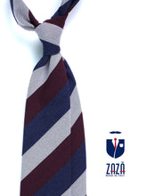 Cravatta blu/bordeaux 3 pieghe in lana/seta MIRANDA