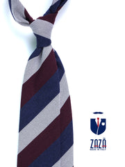 Cravatta blu/bordeaux 3 pieghe in lana/seta MIRANDA