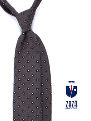 Cravatta 3 pieghe marrone in seta/lana NADIA