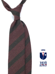 Cravatta marrone 3 pieghe in lana/seta WILLOW