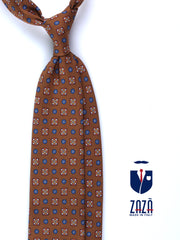 Cravatta marrone 3 Pieghe GAIA in seta stampata