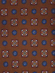 Cravatta marrone 3 Pieghe GAIA in seta stampata