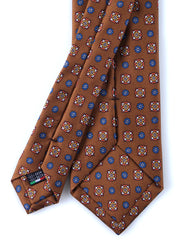 Cravatta marrone 3 Pieghe GAIA in seta stampata