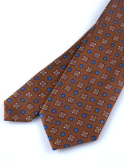 Cravatta marrone 3 Pieghe GAIA in seta stampata