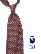 Cravatta marrone 3 Pieghe BARDOT in seta stampata