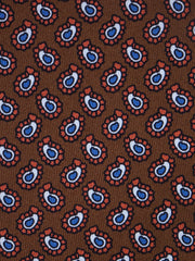 Cravatta marrone 3 Pieghe BARDOT in seta stampata