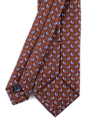 Cravatta marrone 3 Pieghe BARDOT in seta stampata