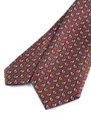 Cravatta marrone 3 Pieghe BARDOT in seta stampata