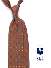 Cravatta marrone 3 Pieghe VALERY in seta stampata