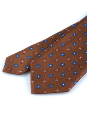 Cravatta marrone 3 Pieghe VALERY in seta stampata