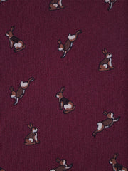 Cravatta bordeaux 3 Pieghe LEPRE in seta stampata