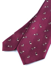 Cravatta bordeaux 3 Pieghe LEPRE in seta stampata