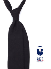 SAVINA Dark Brown Silk/Wool 3-Fold Tie