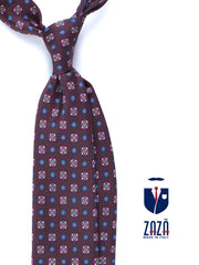 Cravatta marrone scuro 3 Pieghe GAIA in seta stampata