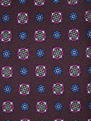 Cravatta marrone scuro 3 Pieghe GAIA in seta stampata