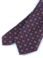 Cravatta marrone scuro 3 Pieghe GAIA in seta stampata