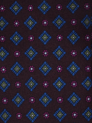 Cravatta marrone scuro 3 Pieghe MARGY in seta stampata