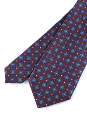 Cravatta marrone scuro 3 Pieghe MARGY in seta stampata