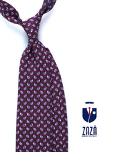 Cravatta marrone scuro 3 Pieghe BARDOT in seta stampata