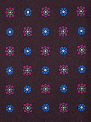 Cravatta marrone scuro 3 Pieghe VALERY in seta stampata