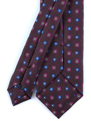 Cravatta marrone scuro 3 Pieghe VALERY in seta stampata