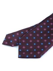 Cravatta marrone scuro 3 Pieghe VALERY in seta stampata