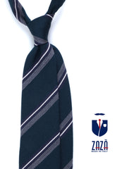 Cravatta verde foresta 3 pieghe in lana/seta ABIGAIL