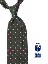 GINGER Green Silk/Cotton 3-Fold Tie