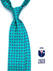 Cravatta 3 pieghe verde in seta stampata SAMANTHA