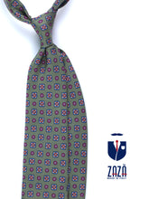 Cravatta verde 3 Pieghe GAIA in seta stampata