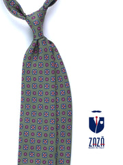 Cravatta verde 3 Pieghe GAIA in seta stampata