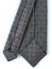 Cravatta verde 3 Pieghe GAIA in seta stampata