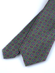 Cravatta verde 3 Pieghe GAIA in seta stampata