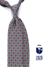 Cravatta verde 3 Pieghe MARGY in seta stampata