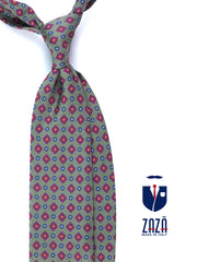 Cravatta verde 3 Pieghe MARGY in seta stampata