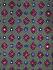 Cravatta verde 3 Pieghe MARGY in seta stampata