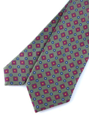 Cravatta verde 3 Pieghe MARGY in seta stampata