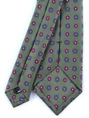 Cravatta verde 3 Pieghe VALERY in seta stampata