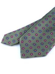 Cravatta verde 3 Pieghe VALERY in seta stampata