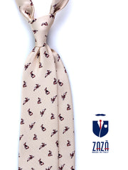 Cravatta avorio 3 Pieghe LEPRE in seta stampata